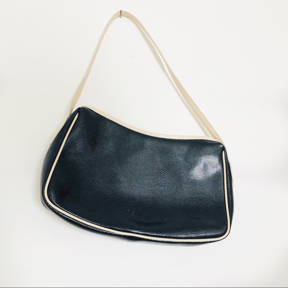 Vintage Italian 70s Navy Leather Handbag - Picture 2 of 7